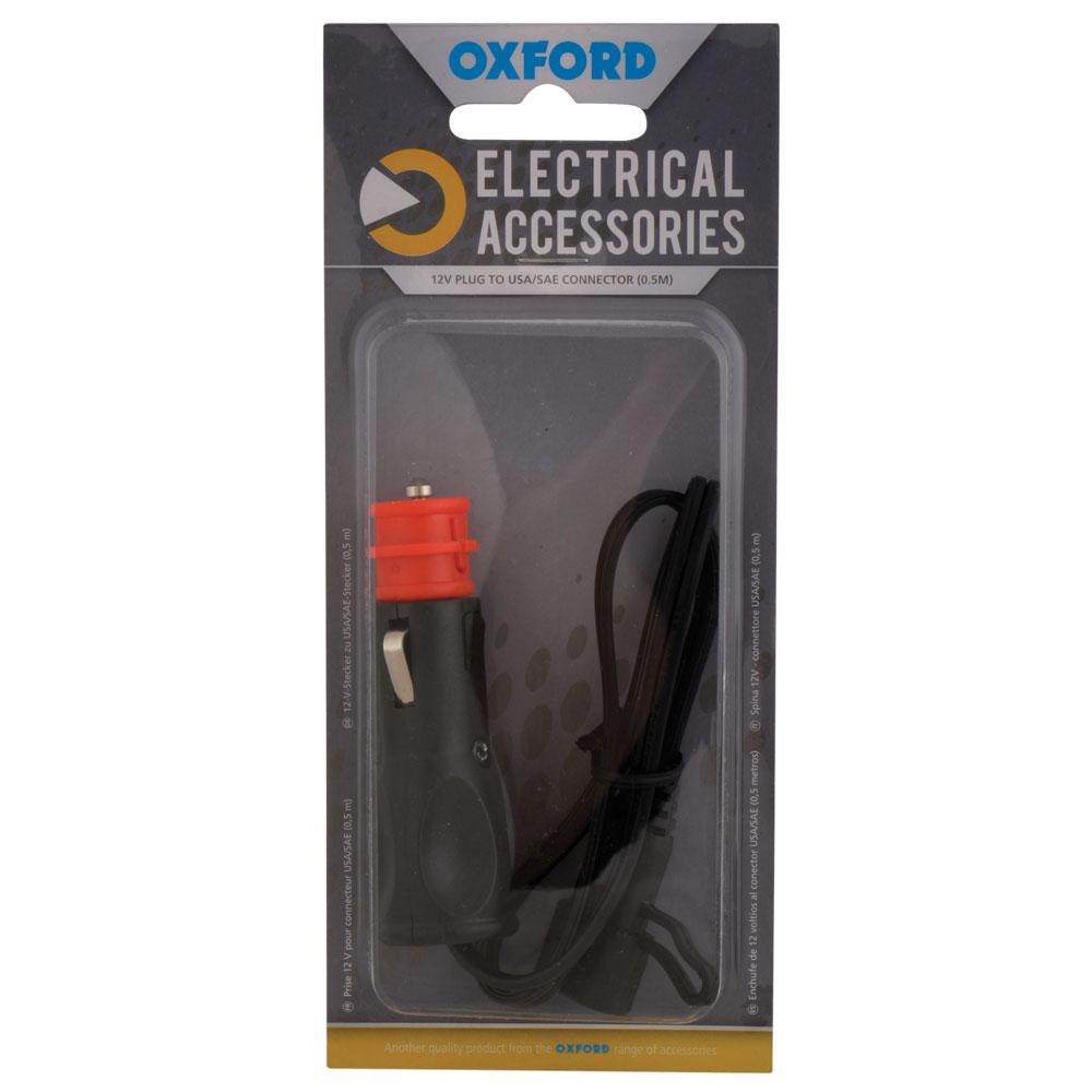 Oxford 12V PLUG TO USA/SAE CONNECTOR (0.5MTR LEAD)